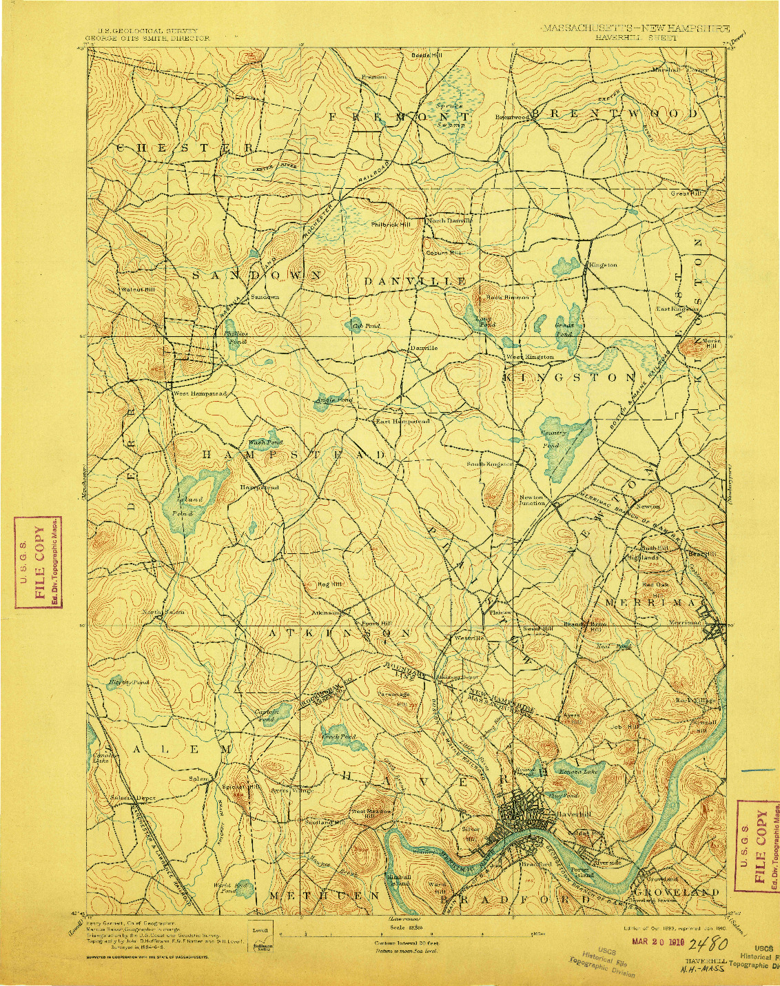 USGS 1:62500-SCALE QUADRANGLE FOR HAVERHILL, MA 1893