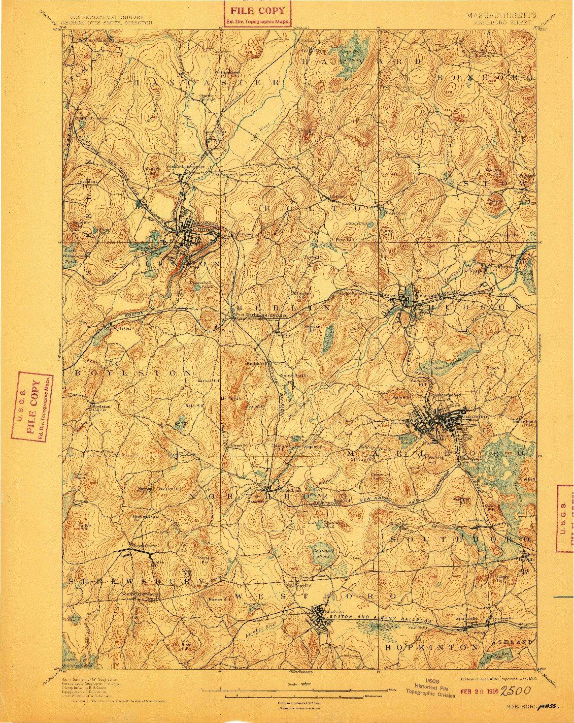 USGS 1:62500-SCALE QUADRANGLE FOR MARLBORO, MA 1898