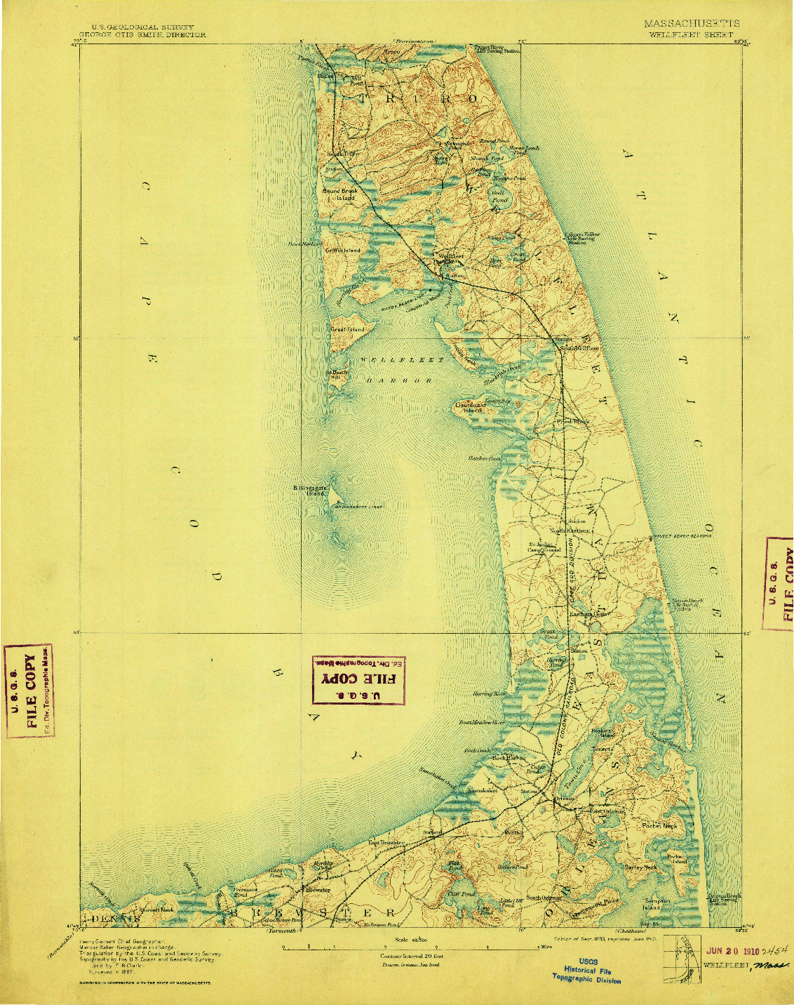 USGS 1:62500-SCALE QUADRANGLE FOR WELLFLEET, MA 1893