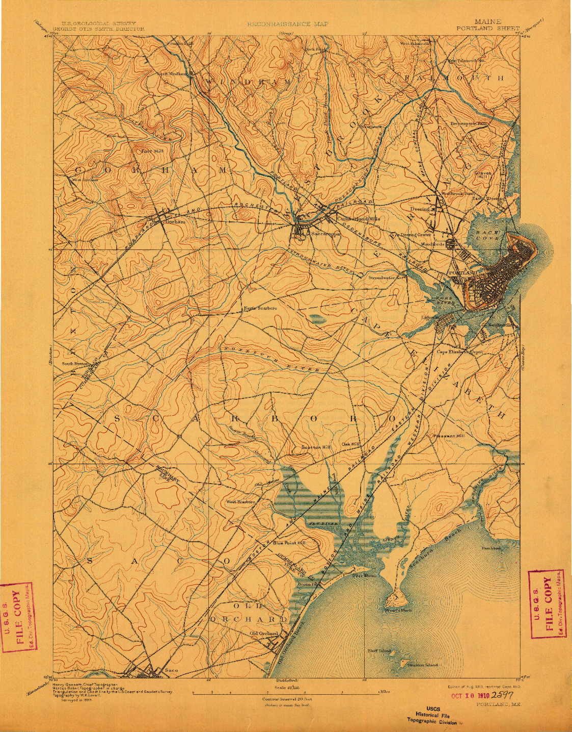 USGS 1:62500-SCALE QUADRANGLE FOR PORTLAND, ME 1893