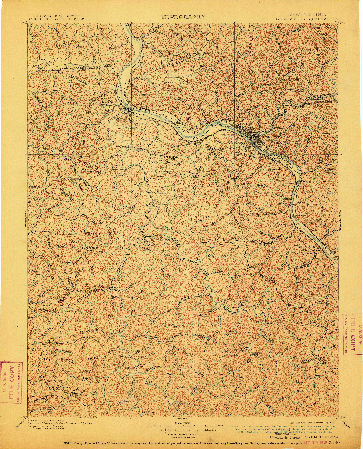 USGS 1:125000-SCALE QUADRANGLE FOR CHARLESTON, WV 1899