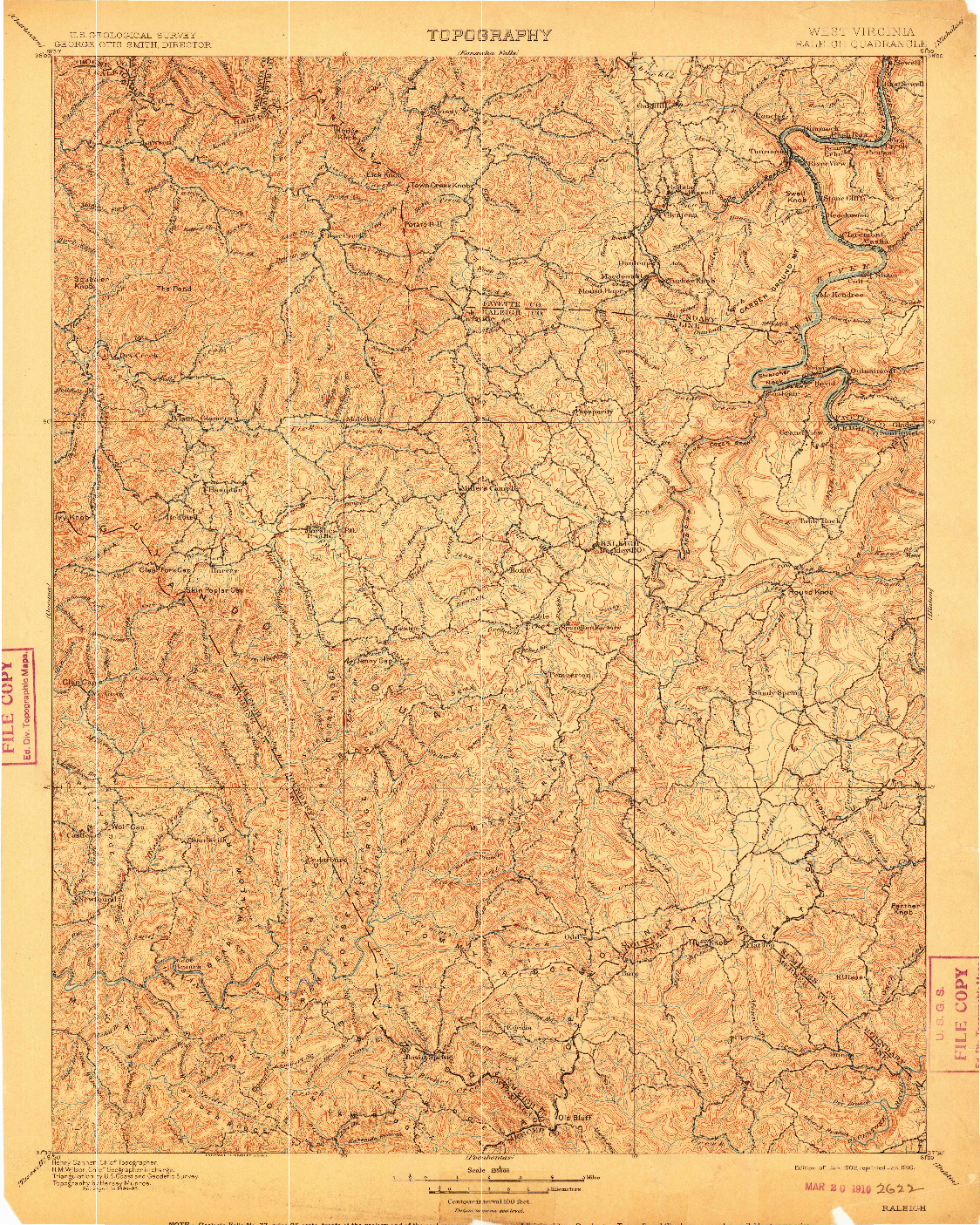 USGS 1:125000-SCALE QUADRANGLE FOR RALEIGH, WV 1902