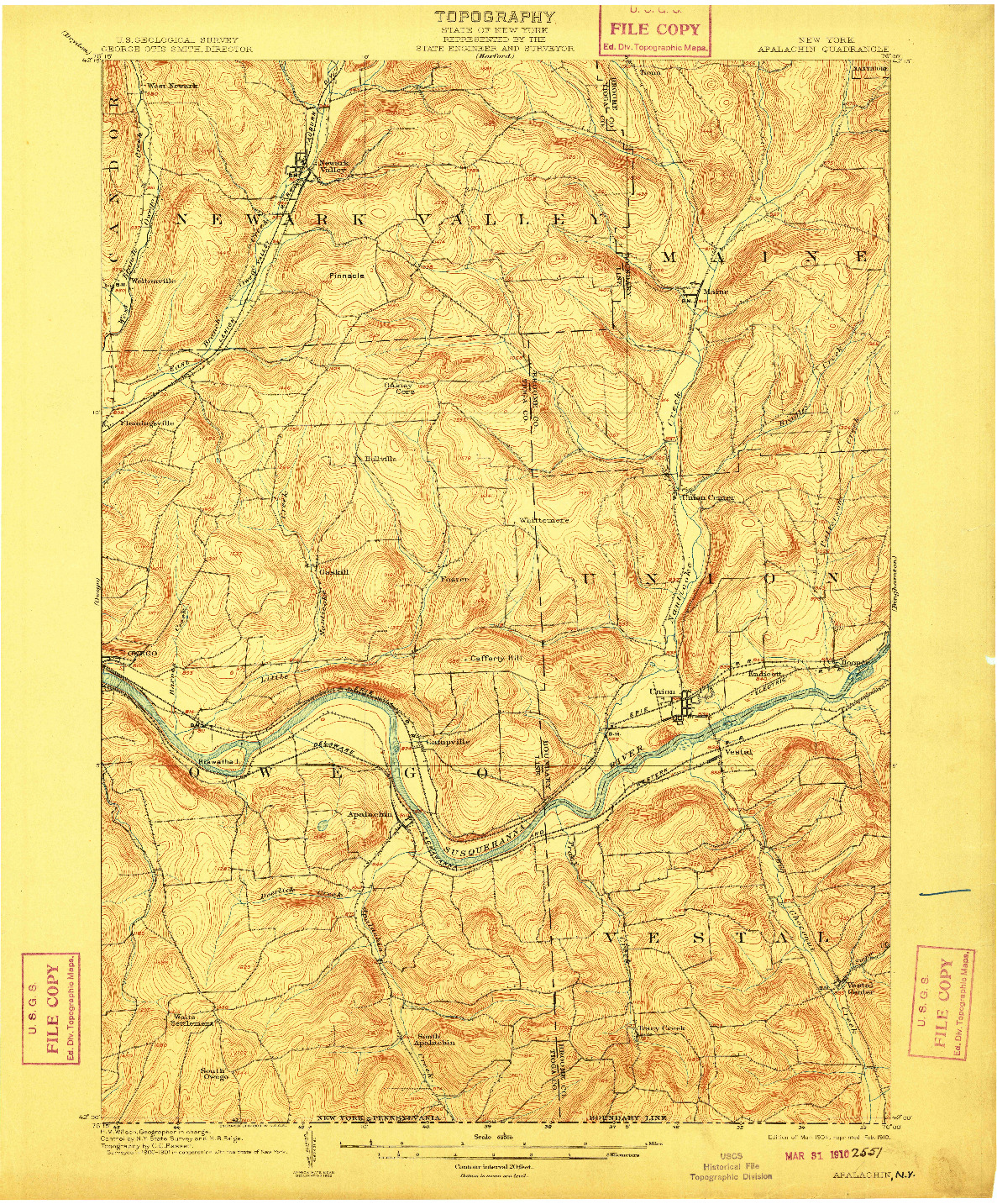 USGS 1:62500-SCALE QUADRANGLE FOR APALACHIN, NY 1904