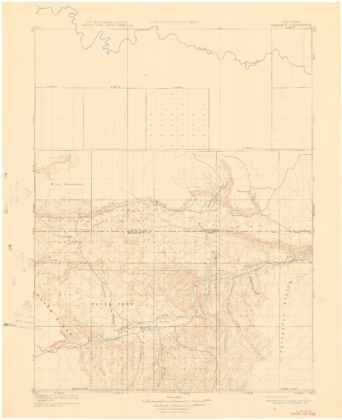 USGS 1:125000-SCALE QUADRANGLE FOR RANGELY, CO 1910