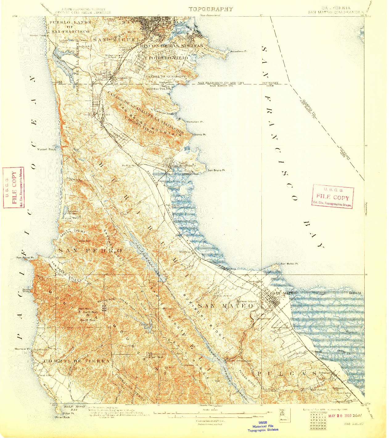 USGS 1:62500-SCALE QUADRANGLE FOR SAN MATEO, CA 1899