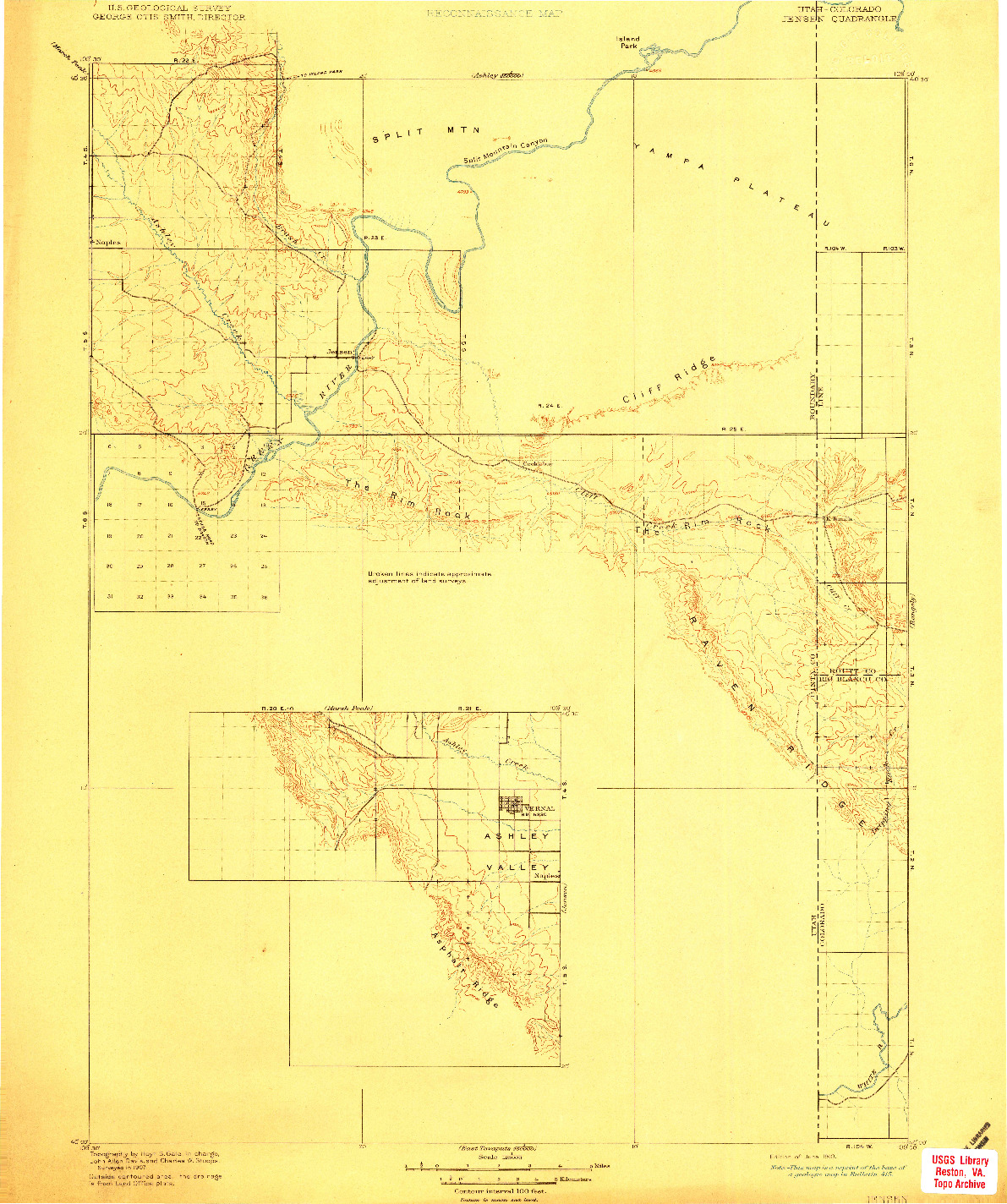 USGS 1:125000-SCALE QUADRANGLE FOR JENSEN, UT 1910