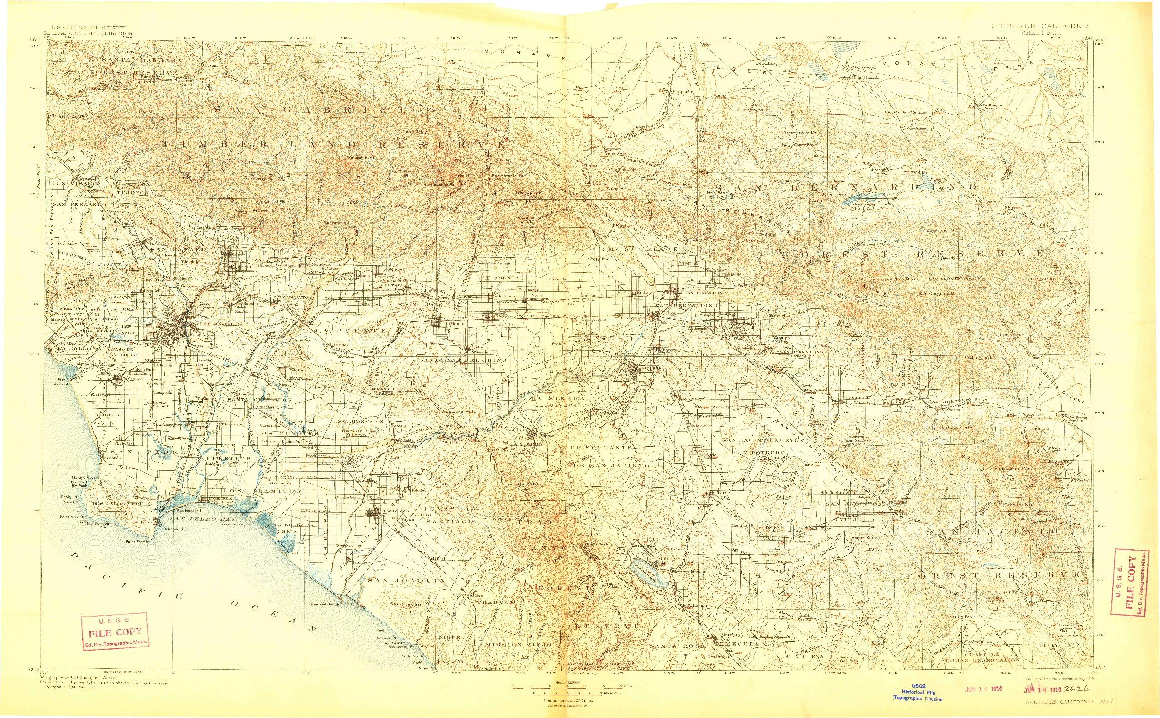 USGS 1:250000-SCALE QUADRANGLE FOR SOUTHERN CALIFORNIA SHEET NO. 1, CA 1901