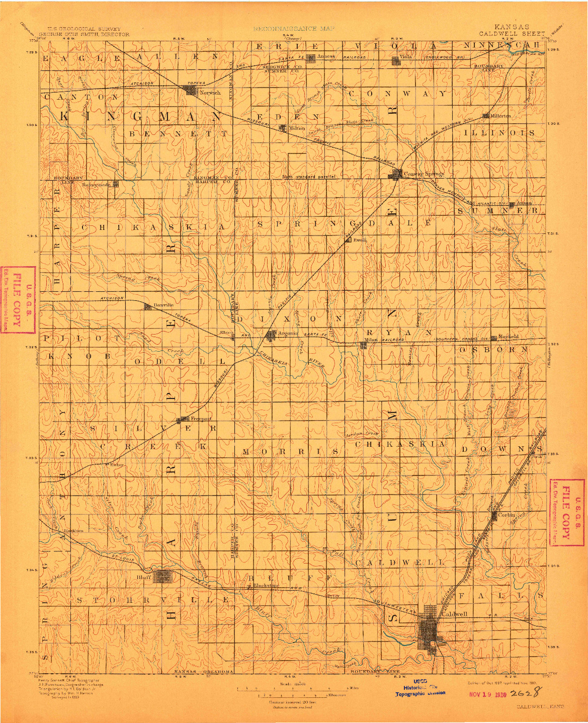 USGS 1:125000-SCALE QUADRANGLE FOR CALDWELL, KS 1897