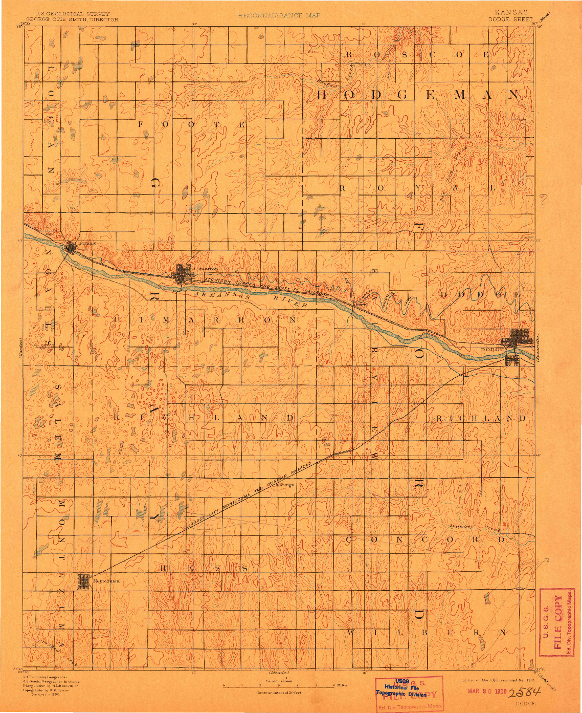 USGS 1:125000-SCALE QUADRANGLE FOR DODGE, KS 1892