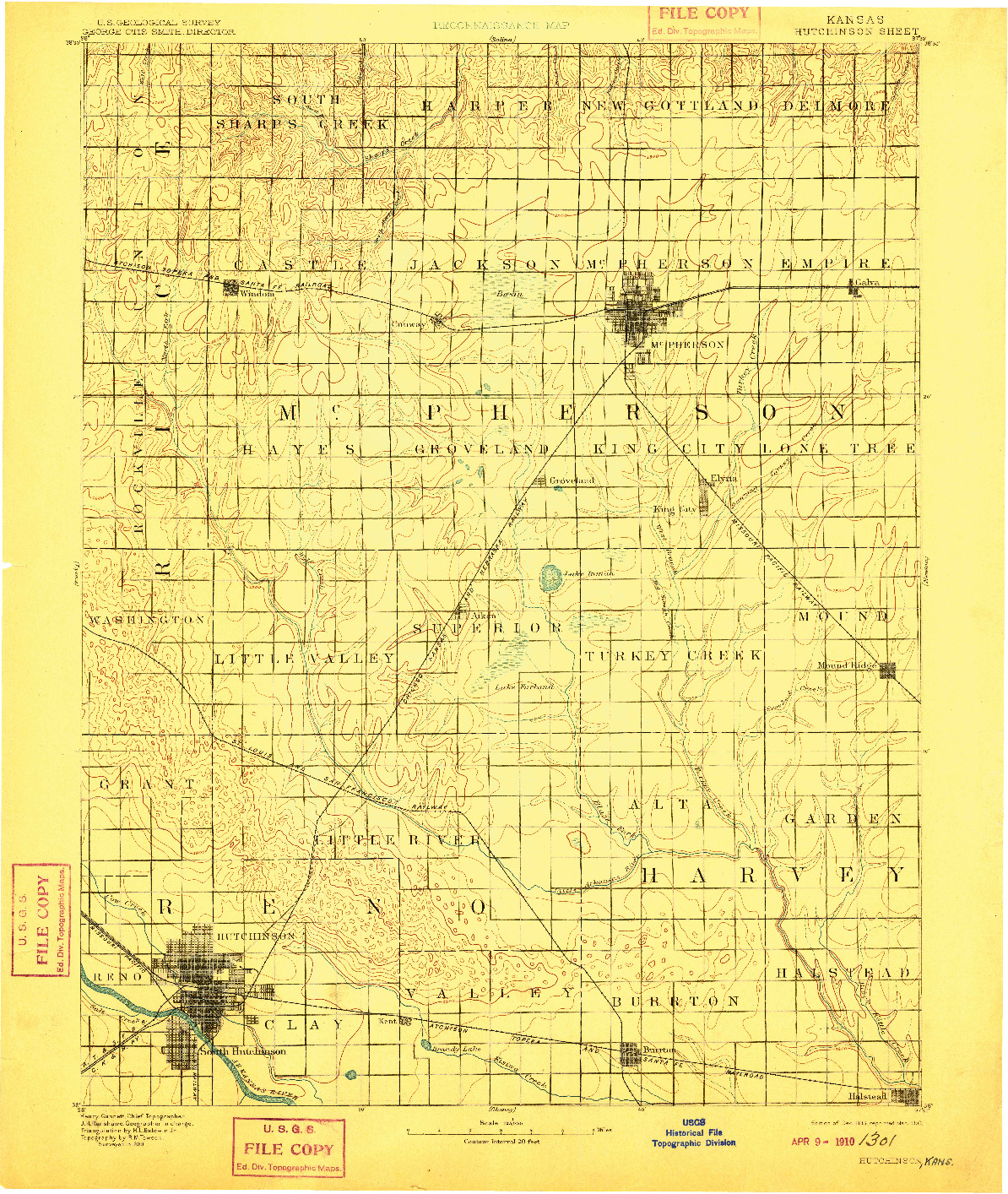 USGS 1:125000-SCALE QUADRANGLE FOR HUTCHINSON, KS 1893