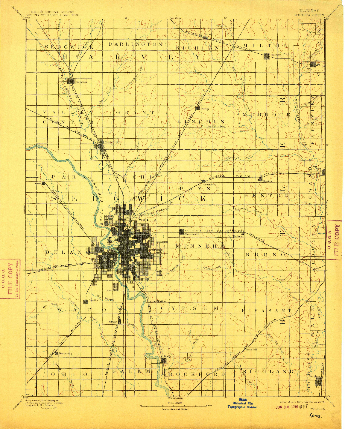 USGS 1:125000-SCALE QUADRANGLE FOR WICHITA, KS 1894