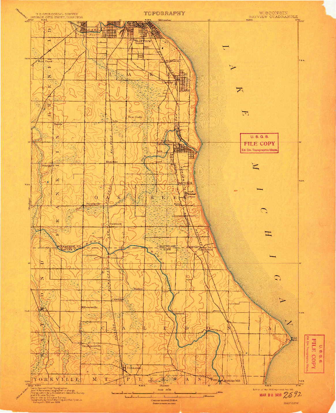 USGS 1:62500-SCALE QUADRANGLE FOR BAYVIEW, WI 1901