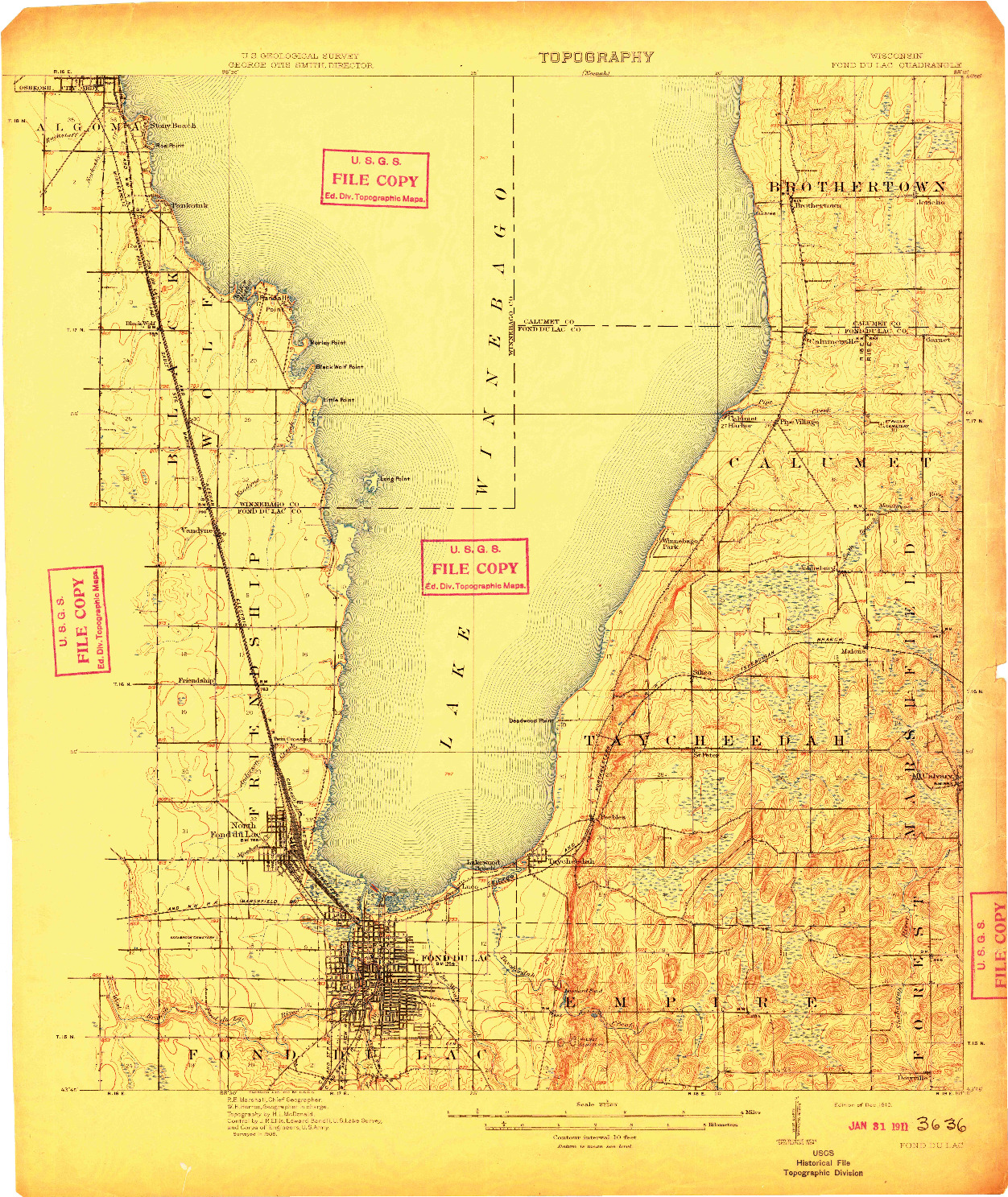 USGS 1:62500-SCALE QUADRANGLE FOR FOND DU LAC, WI 1910