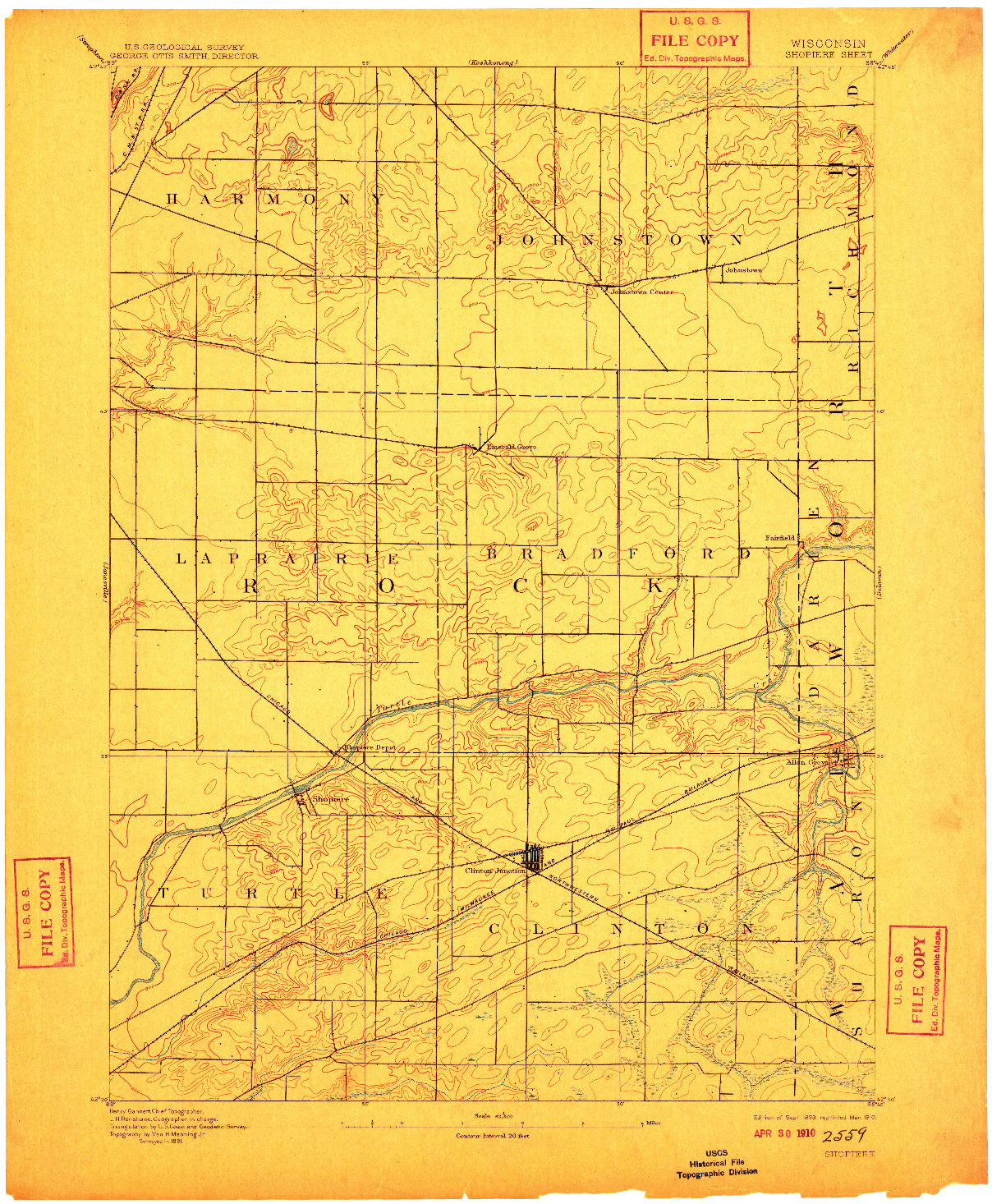 USGS 1:62500-SCALE QUADRANGLE FOR SHOPIERE, WI 1893