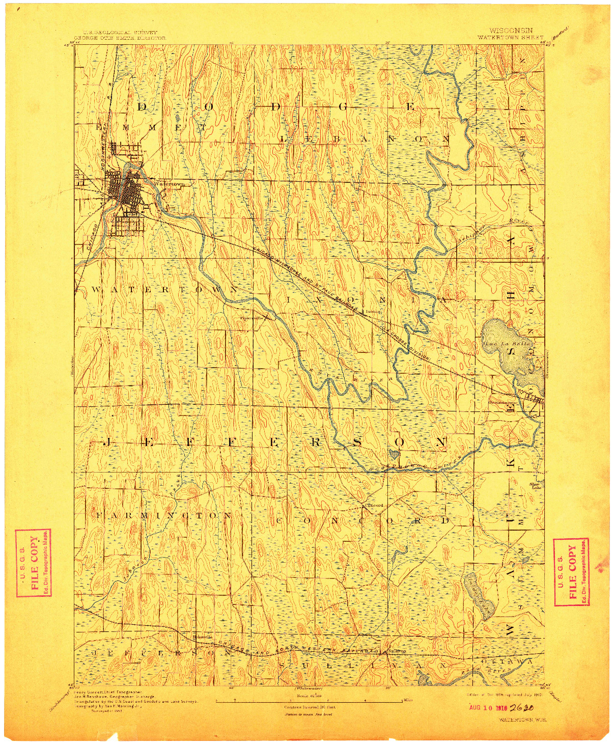 USGS 1:62500-SCALE QUADRANGLE FOR WATERTOWN, WI 1894