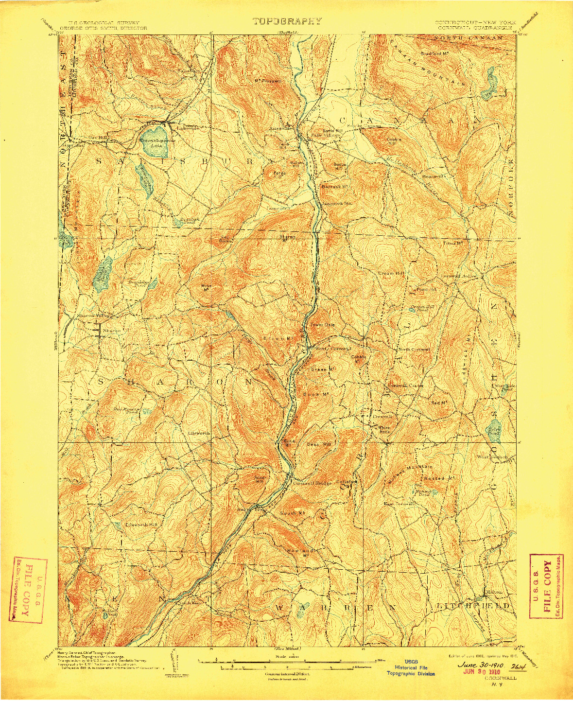 USGS 1:62500-SCALE QUADRANGLE FOR CORNWALL, CT 1903