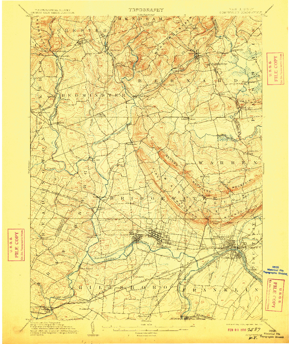 USGS 1:62500-SCALE QUADRANGLE FOR SOMERVILLE, NJ 1905