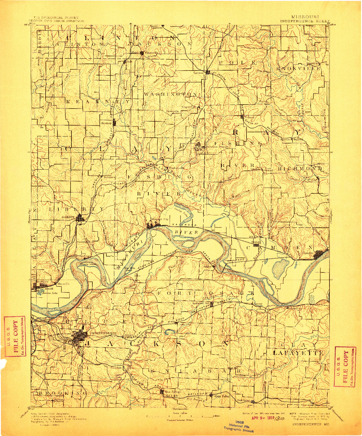 USGS 1:125000-SCALE QUADRANGLE FOR INDEPENDENCE, MO 1894