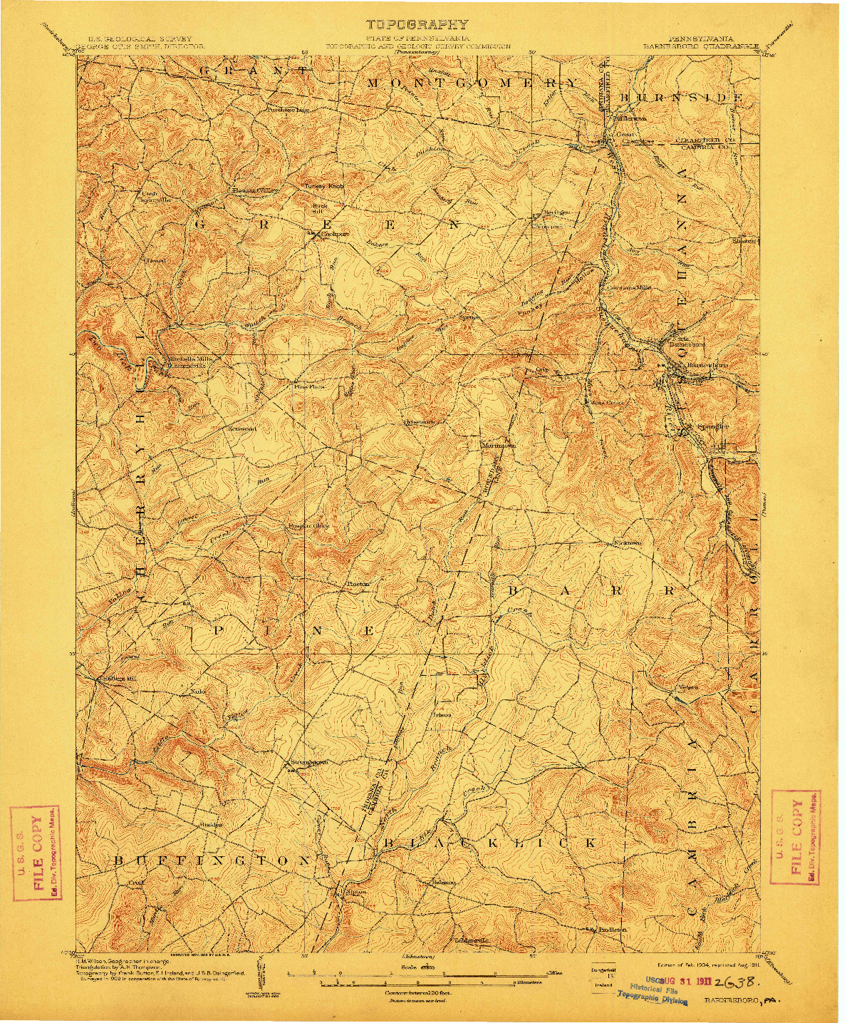 USGS 1:62500-SCALE QUADRANGLE FOR BARNESBORO, PA 1904