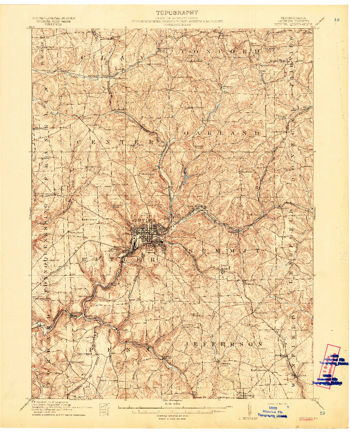 USGS 1:62500-SCALE QUADRANGLE FOR BUTLER, PA 1911