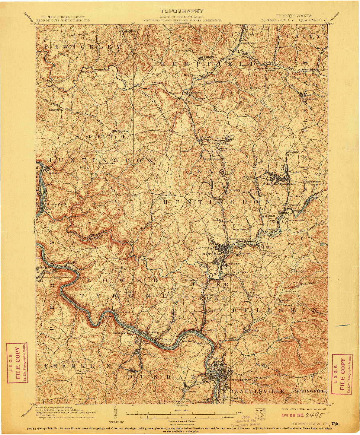 USGS 1:62500-SCALE QUADRANGLE FOR CONNELLSVILLE, PA 1902