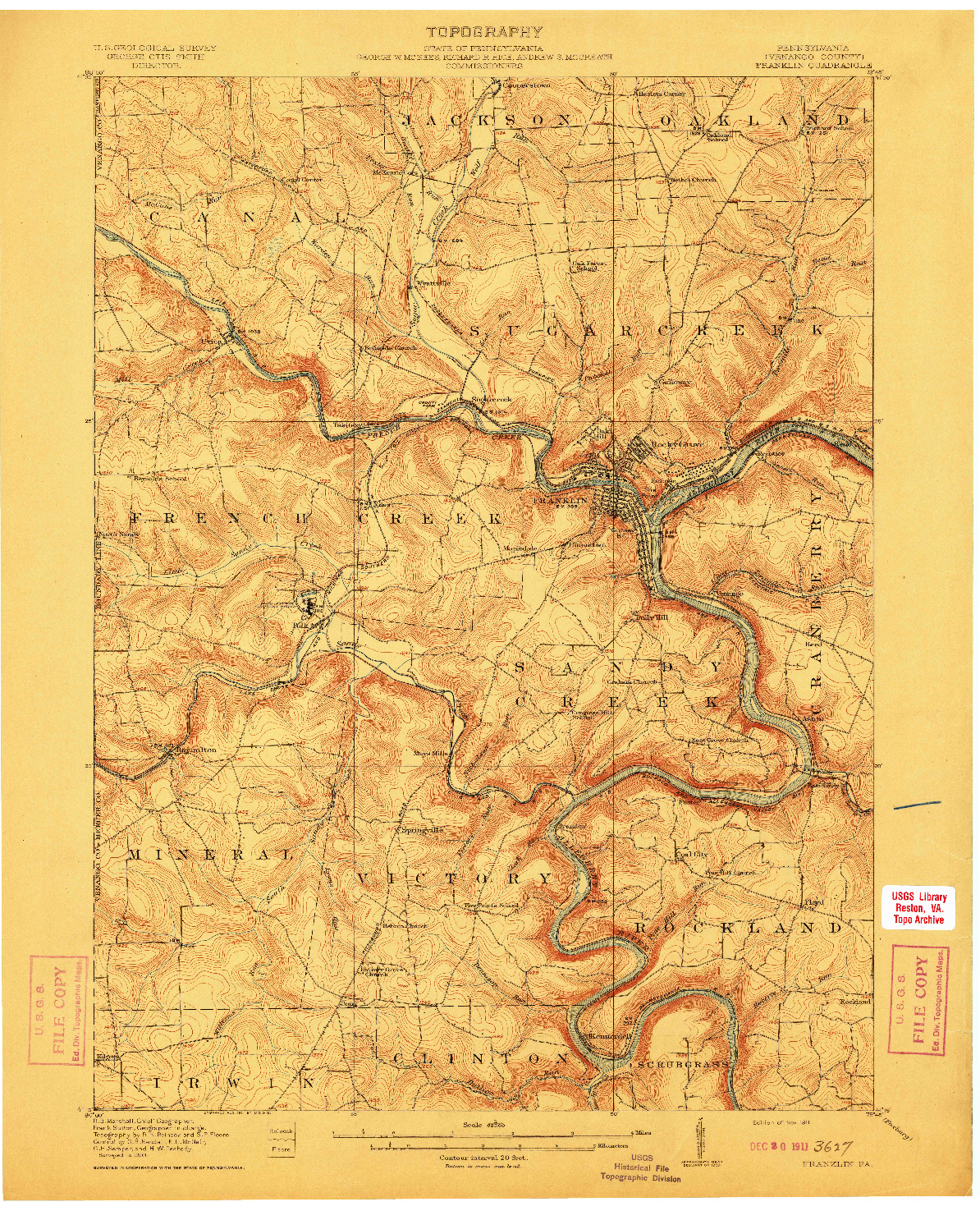 USGS 1:62500-SCALE QUADRANGLE FOR FRANKLIN, PA 1911