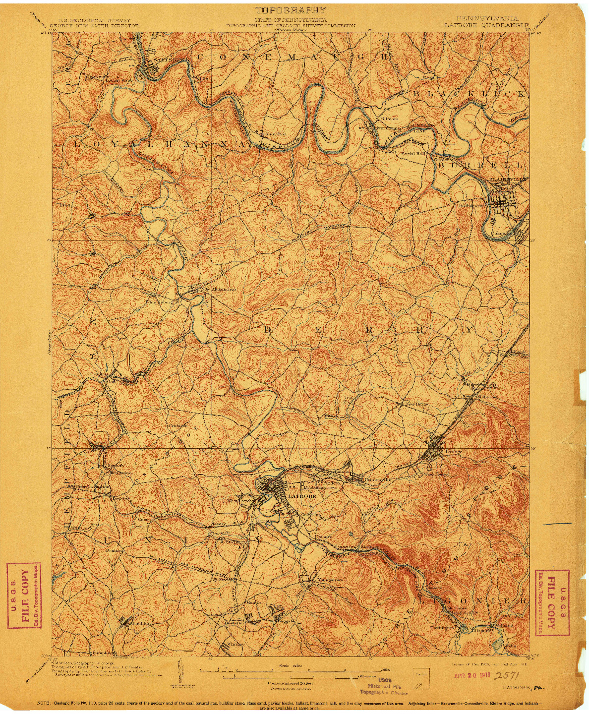 USGS 1:62500-SCALE QUADRANGLE FOR LATROBE, PA 1903