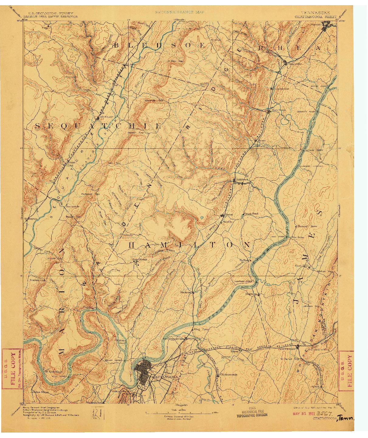 USGS 1:125000-SCALE QUADRANGLE FOR CHATTANOOGA, TN 1893