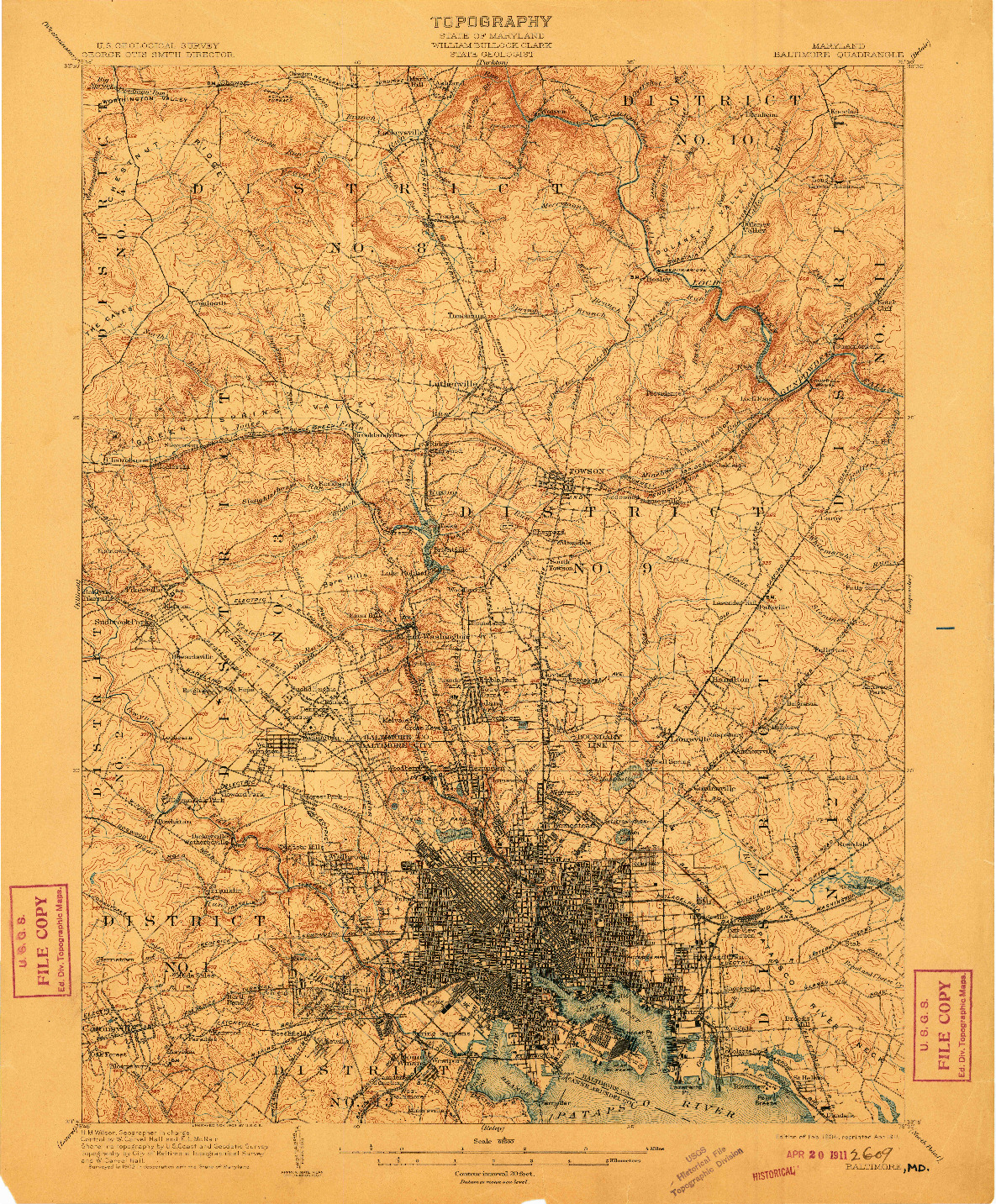 USGS 1:62500-SCALE QUADRANGLE FOR BALTIMORE, MD 1904