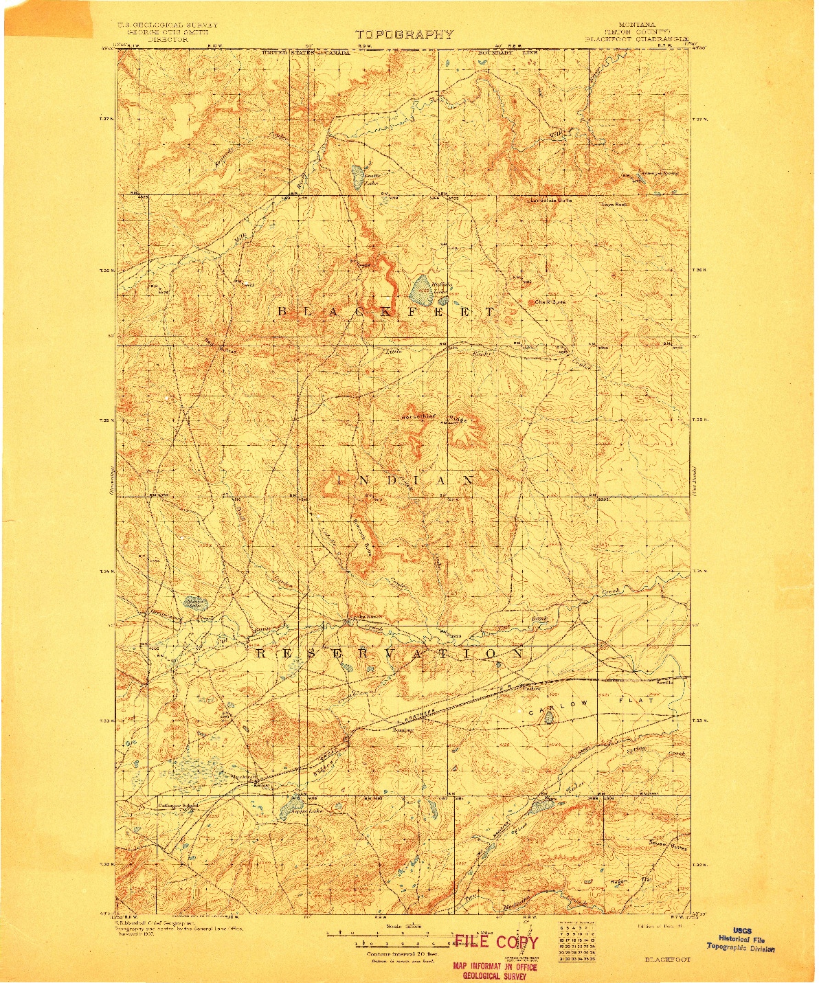 USGS 1:125000-SCALE QUADRANGLE FOR BLACKFOOT, MT 1911