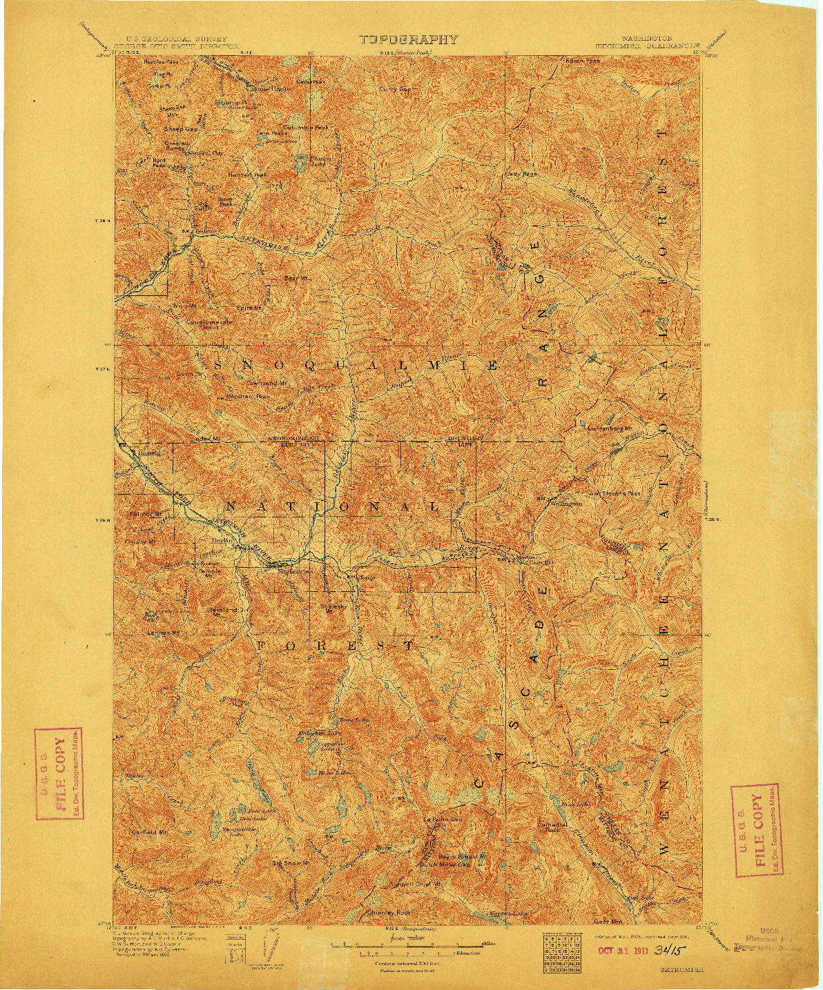 USGS 1:125000-SCALE QUADRANGLE FOR SKYKOMISH, WA 1905