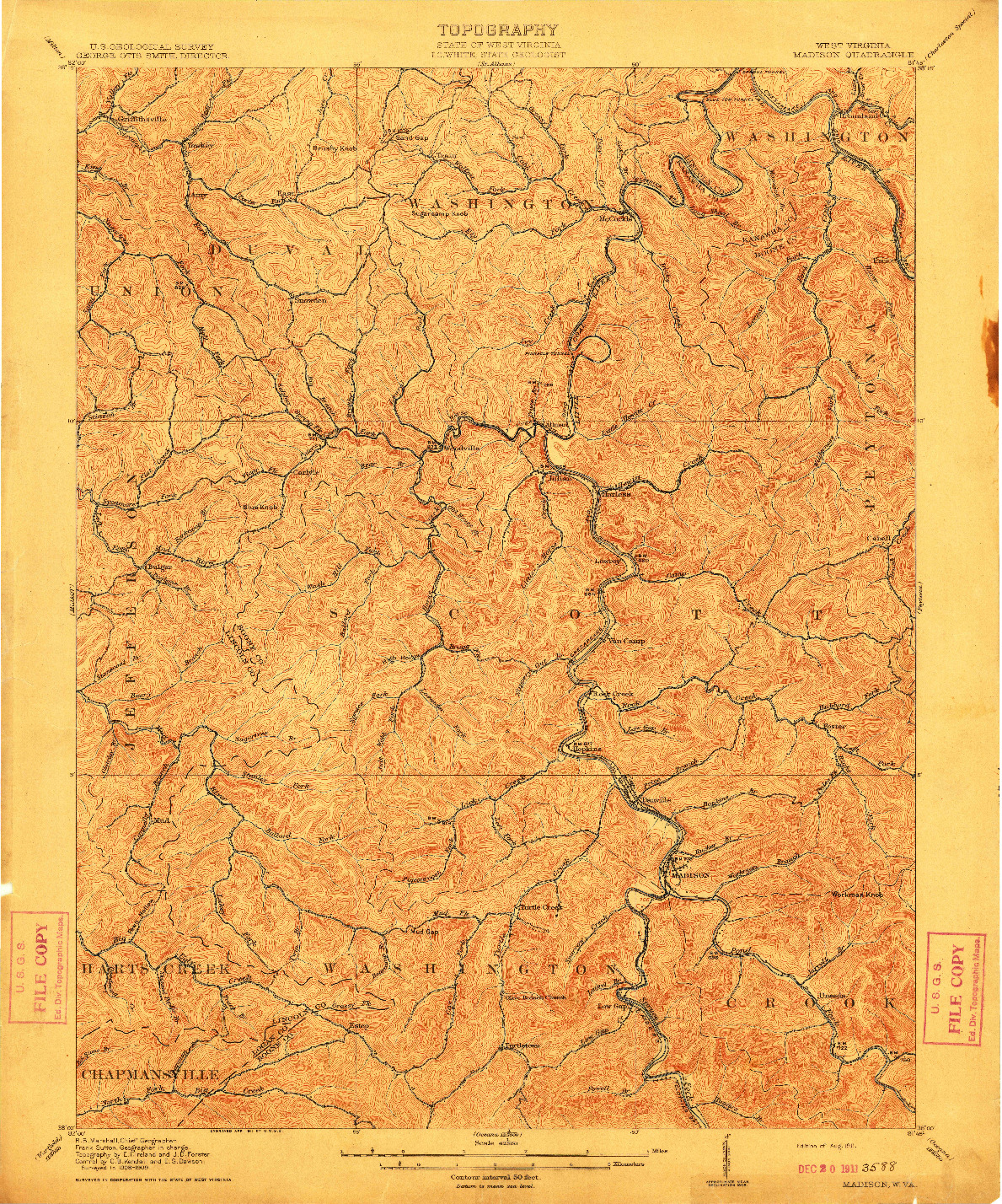 USGS 1:62500-SCALE QUADRANGLE FOR MADISON, WV 1911