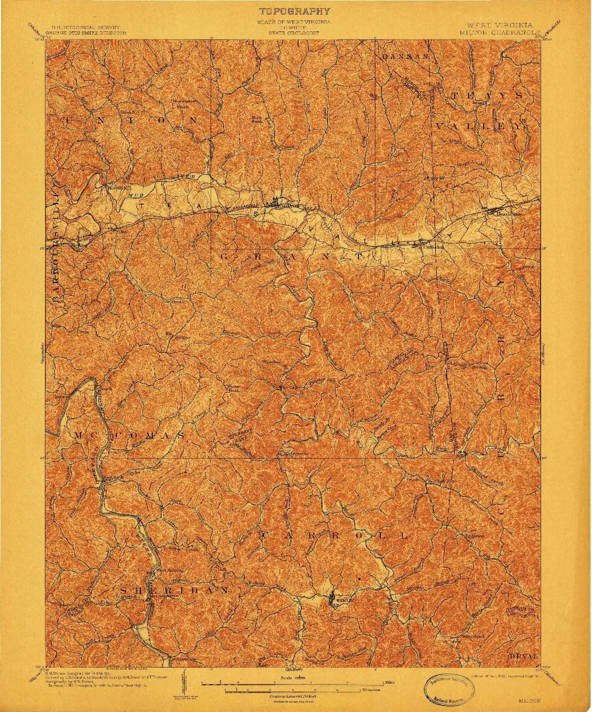 USGS 1:62500-SCALE QUADRANGLE FOR MILTON, WV 1902