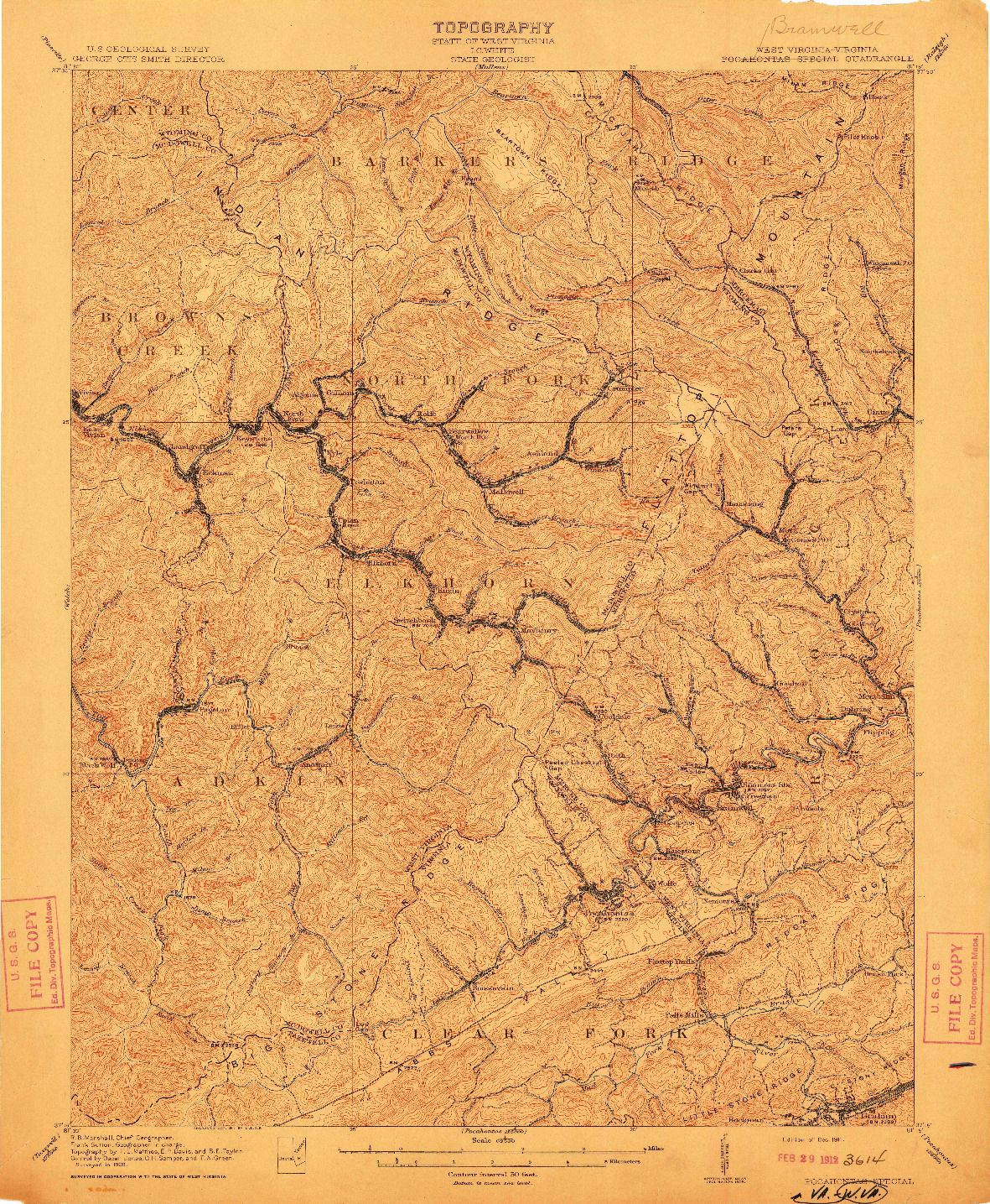 USGS 1:62500-SCALE QUADRANGLE FOR POCAHONTAS SPECIAL, WV 1911