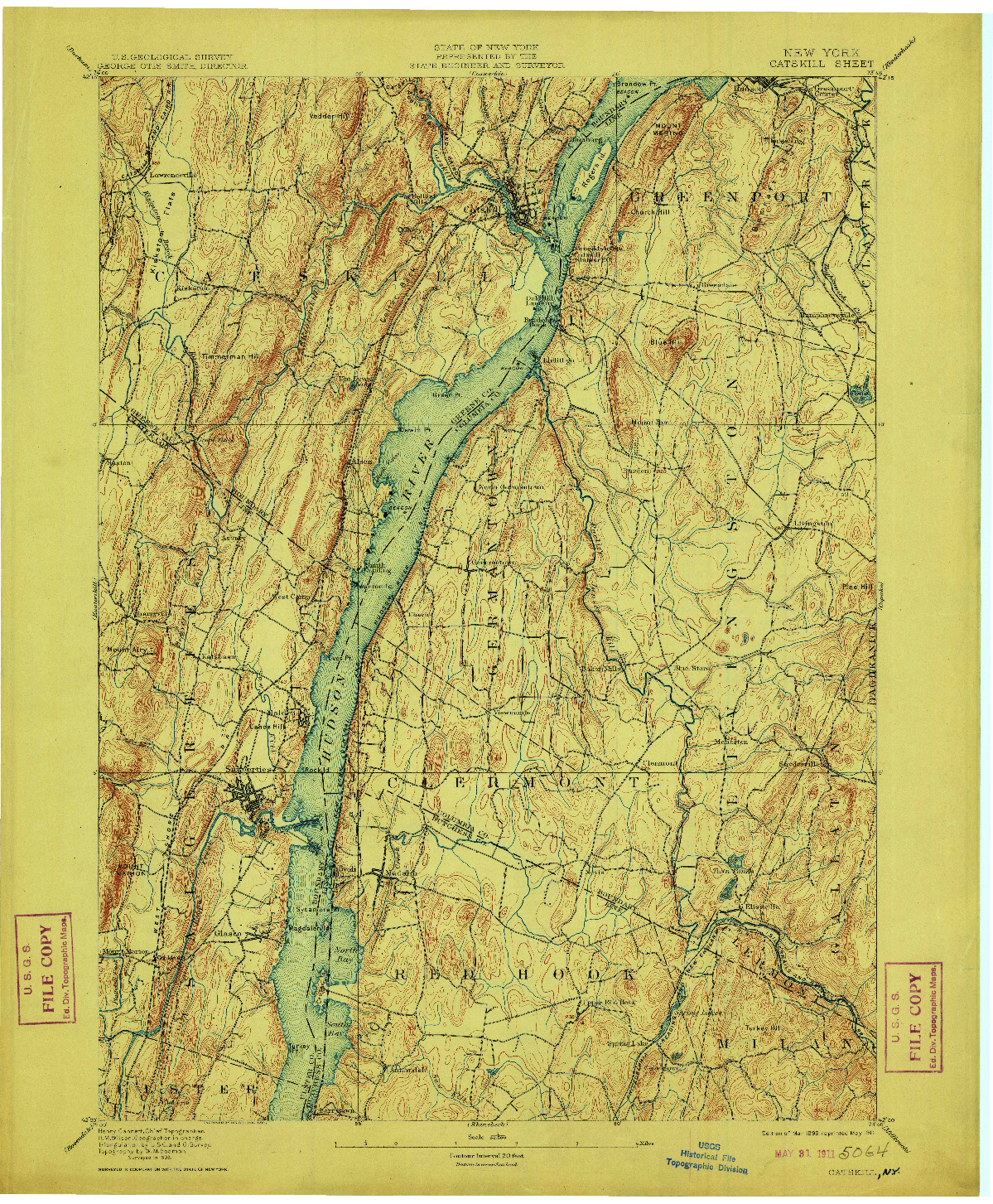USGS 1:62500-SCALE QUADRANGLE FOR CATSKILL, NY 1895