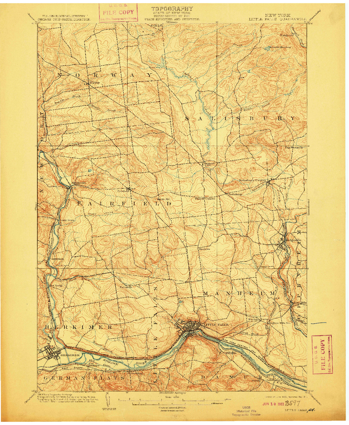 USGS 1:62500-SCALE QUADRANGLE FOR LITTLE FALLS, NY 1903