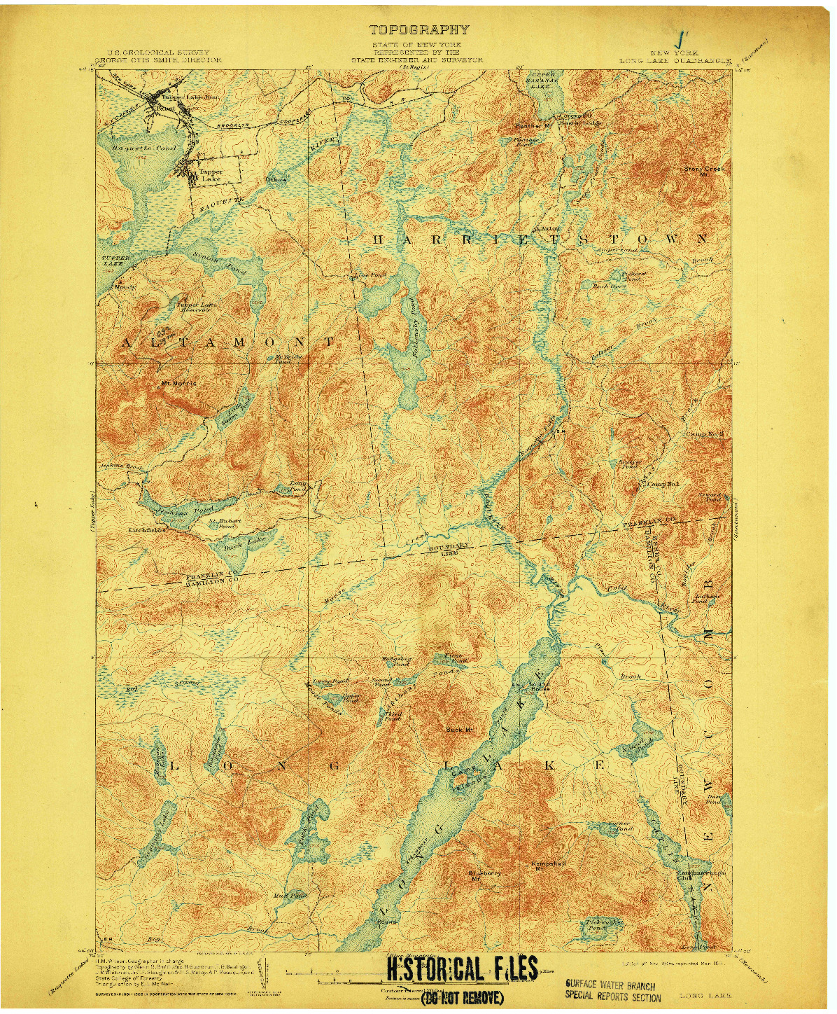 USGS 1:62500-SCALE QUADRANGLE FOR LONG LAKE, NY 1904