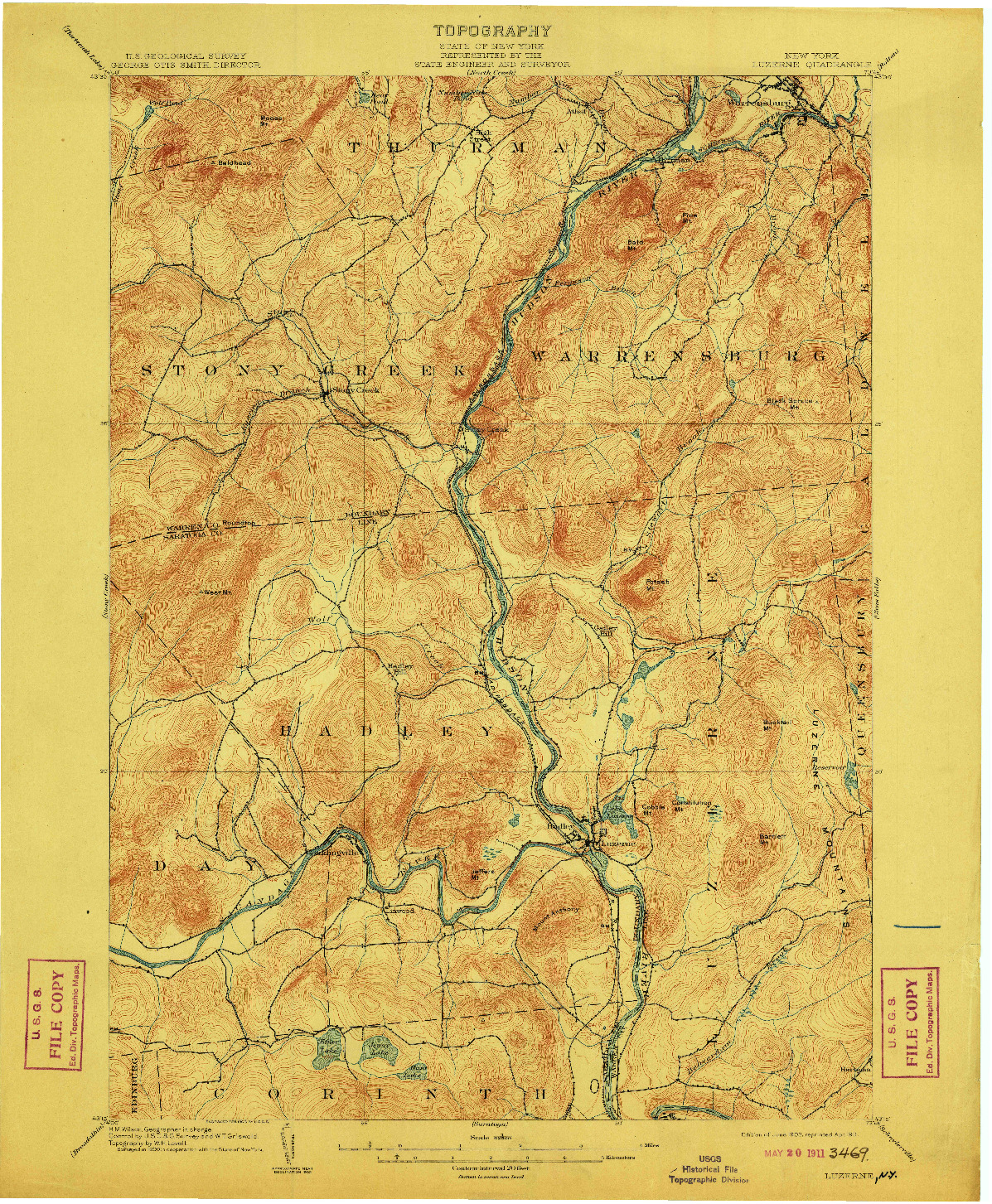 USGS 1:62500-SCALE QUADRANGLE FOR LUZERNE, NY 1903