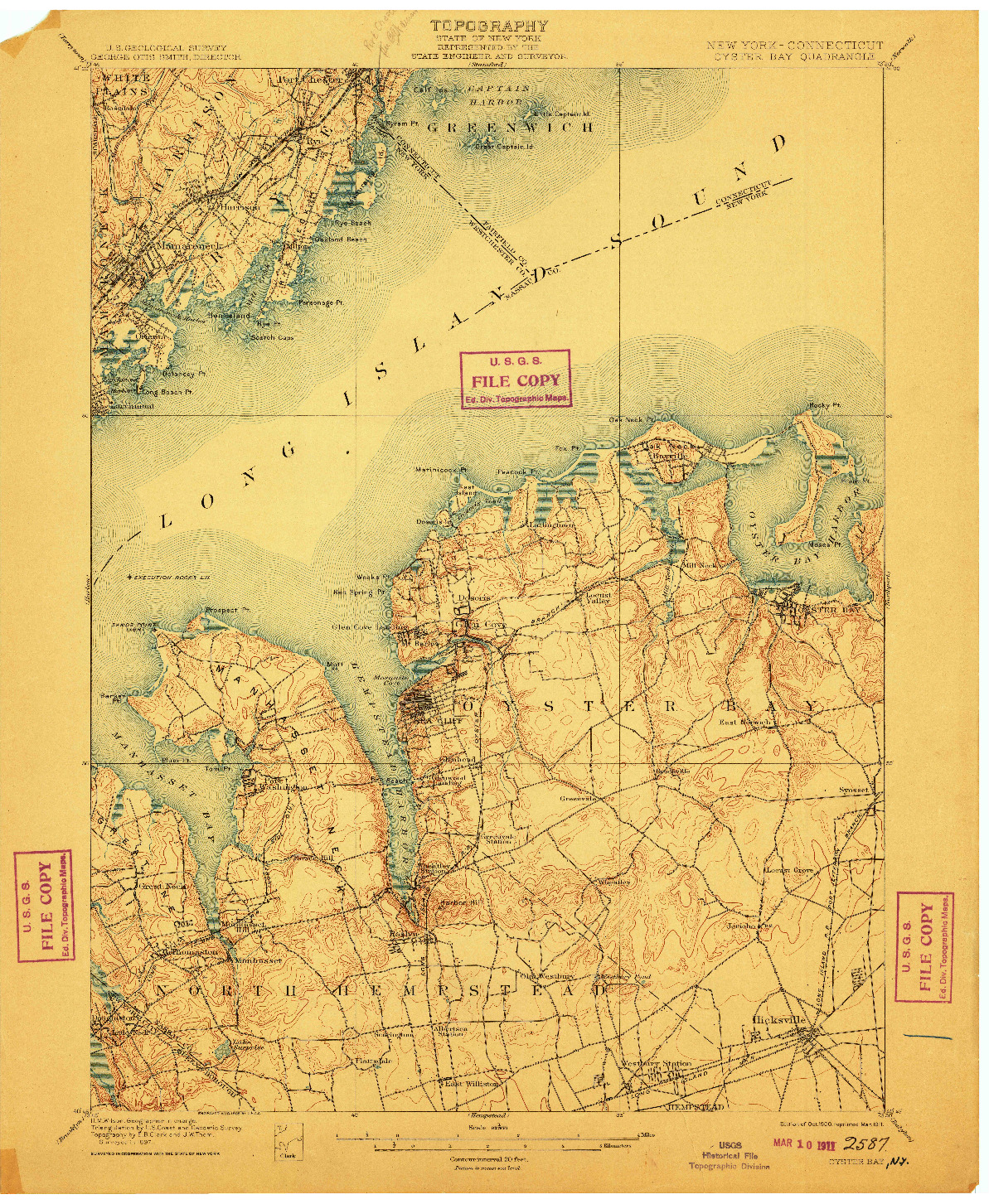 USGS 1:62500-SCALE QUADRANGLE FOR OYSTER BAY, NY 1900