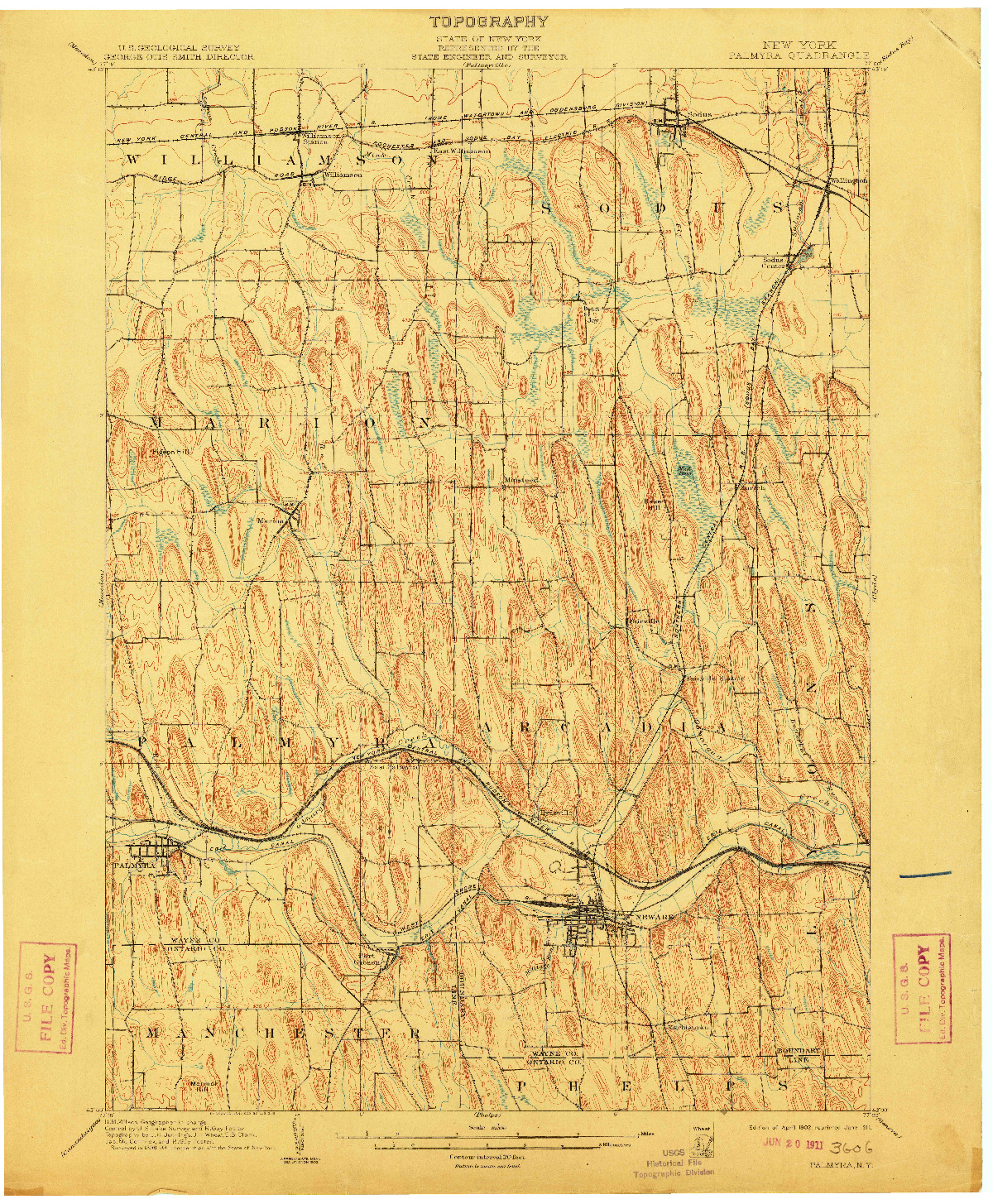 USGS 1:62500-SCALE QUADRANGLE FOR PALMYRA, NY 1902