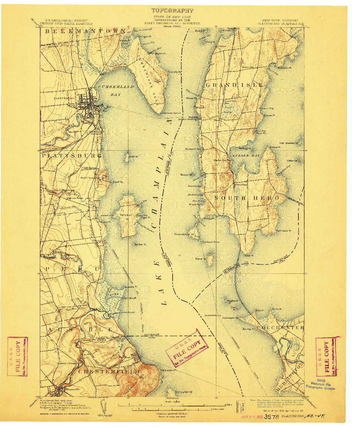 USGS 1:62500-SCALE QUADRANGLE FOR PLATTSBURG, NY 1906