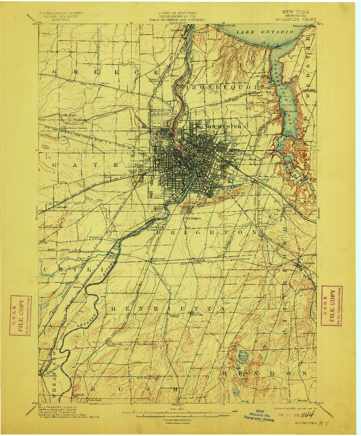 USGS 1:62500-SCALE QUADRANGLE FOR ROCHESTER, NY 1898