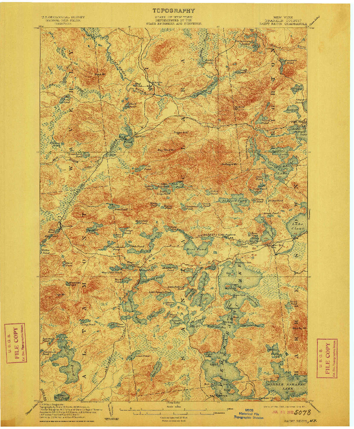 USGS 1:62500-SCALE QUADRANGLE FOR SAINT REGIS, NY 1905