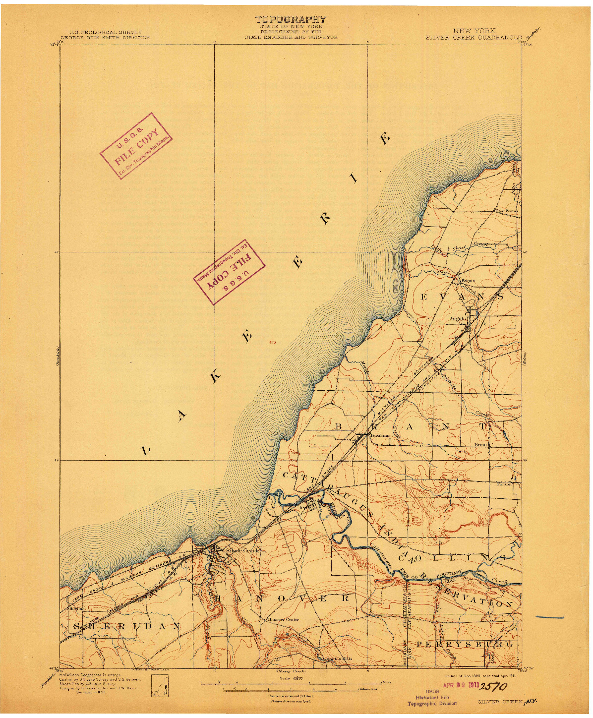 USGS 1:62500-SCALE QUADRANGLE FOR SILVER CREEK, NY 1899