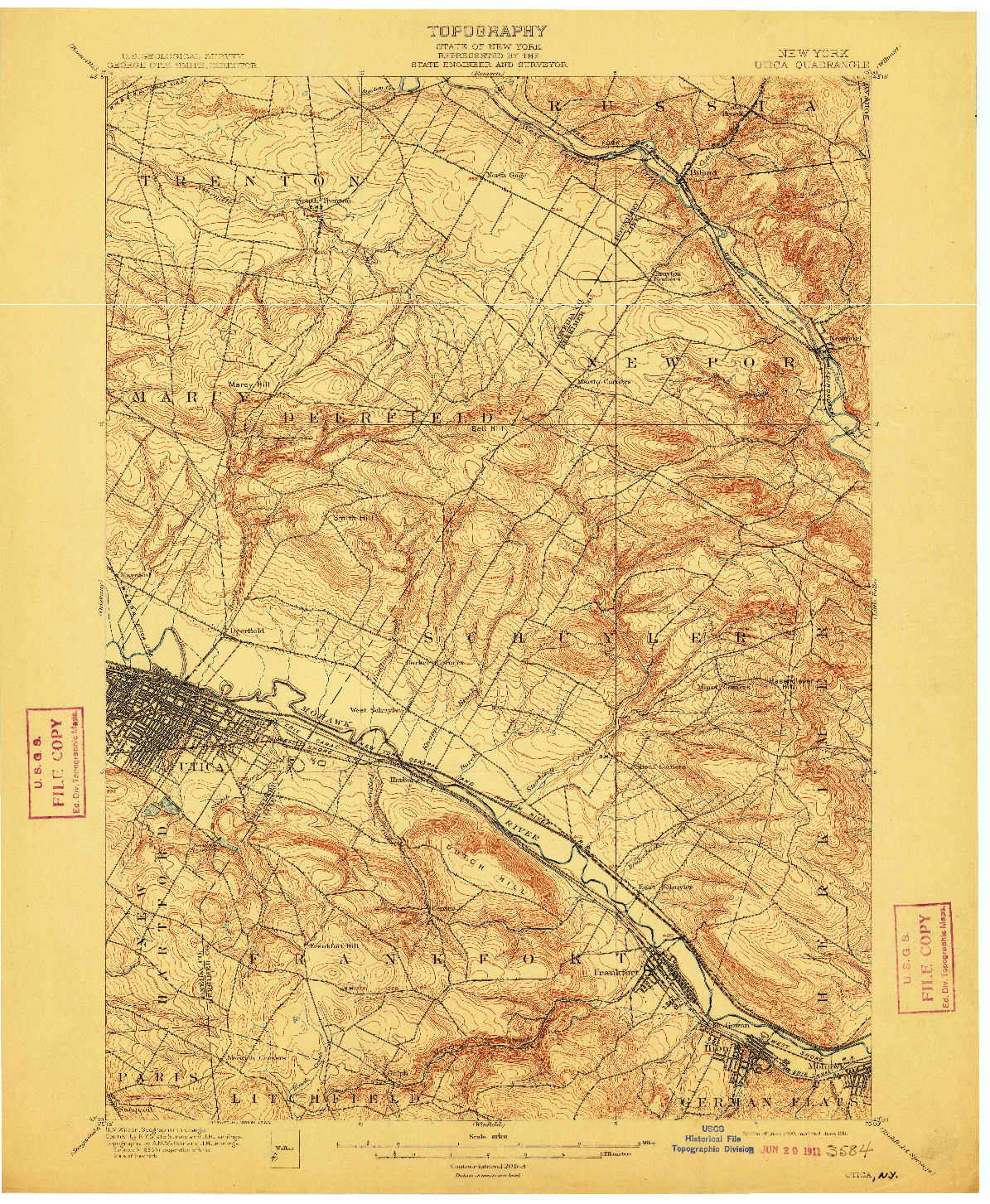 USGS 1:62500-SCALE QUADRANGLE FOR UTICA, NY 1900