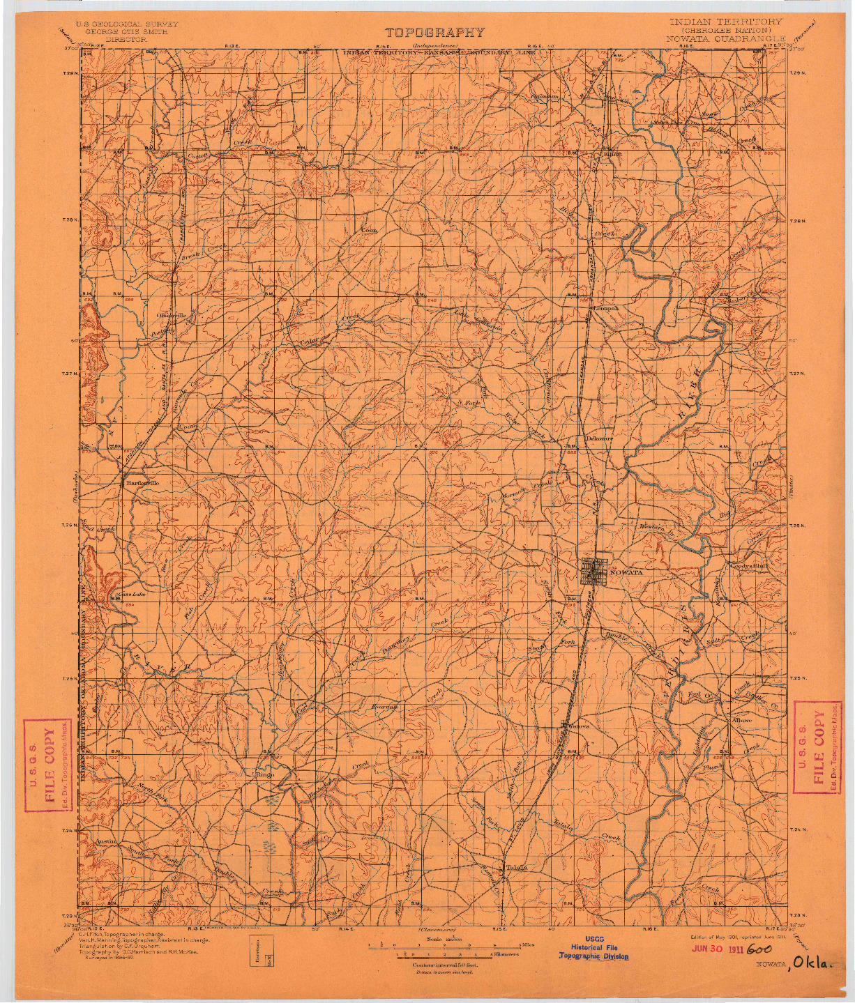 USGS 1:125000-SCALE QUADRANGLE FOR NOWATA, OK 1901
