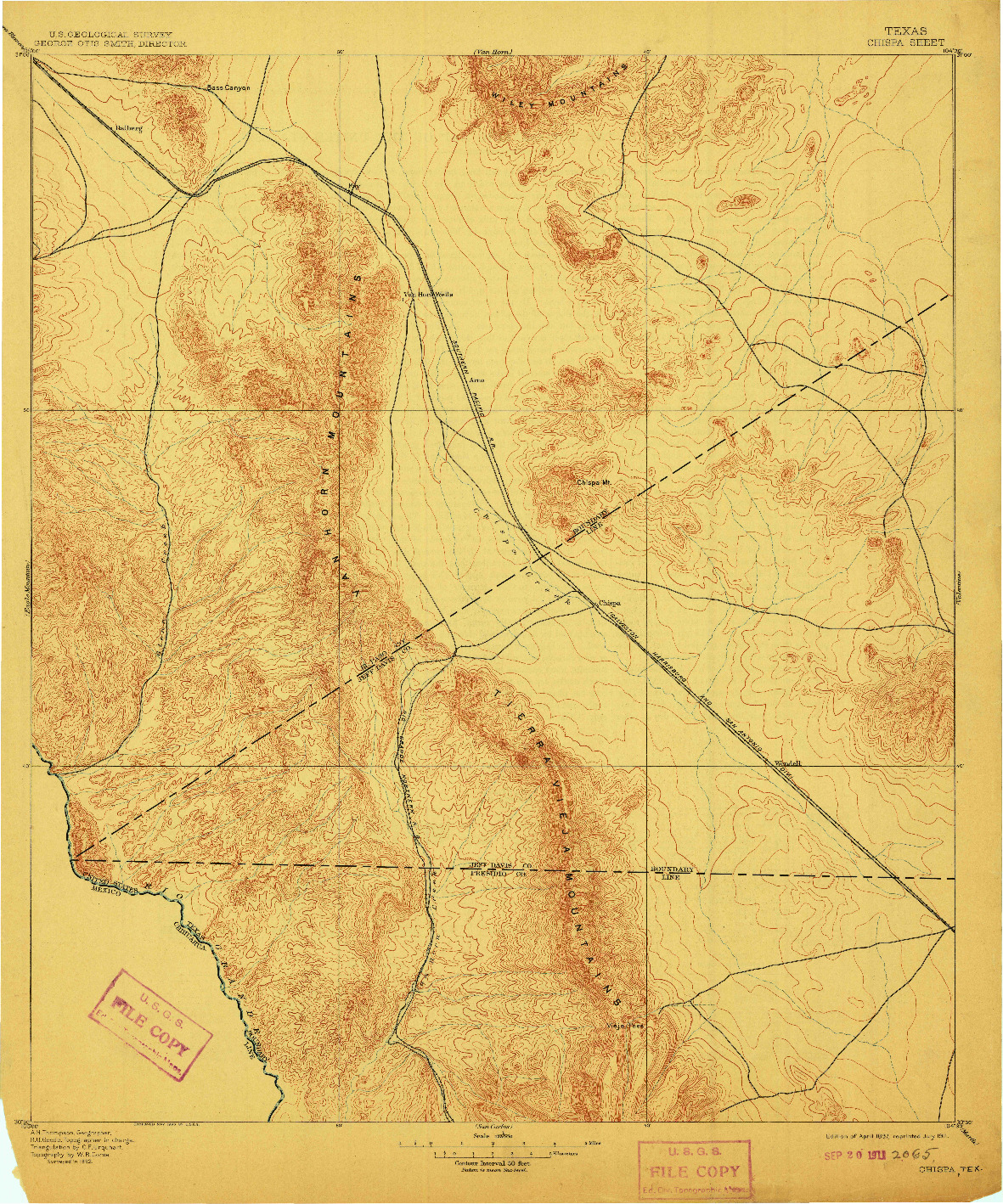 USGS 1:125000-SCALE QUADRANGLE FOR CHISPA, TX 1897