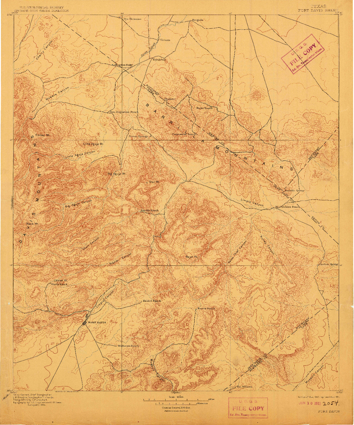 USGS 1:125000-SCALE QUADRANGLE FOR FORT DAVIS, TX 1897