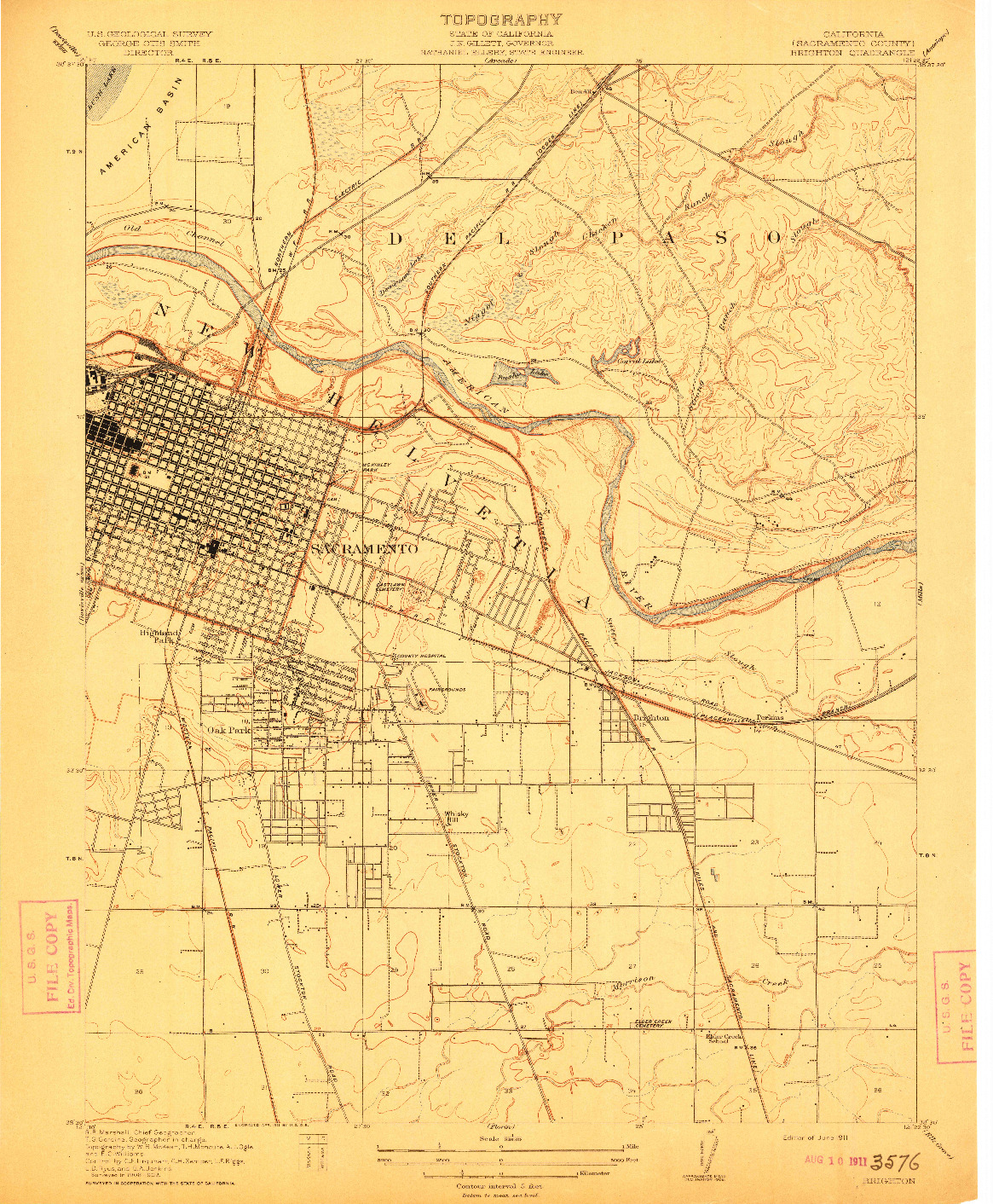 USGS 1:31680-SCALE QUADRANGLE FOR BRIGHTON, CA 1911