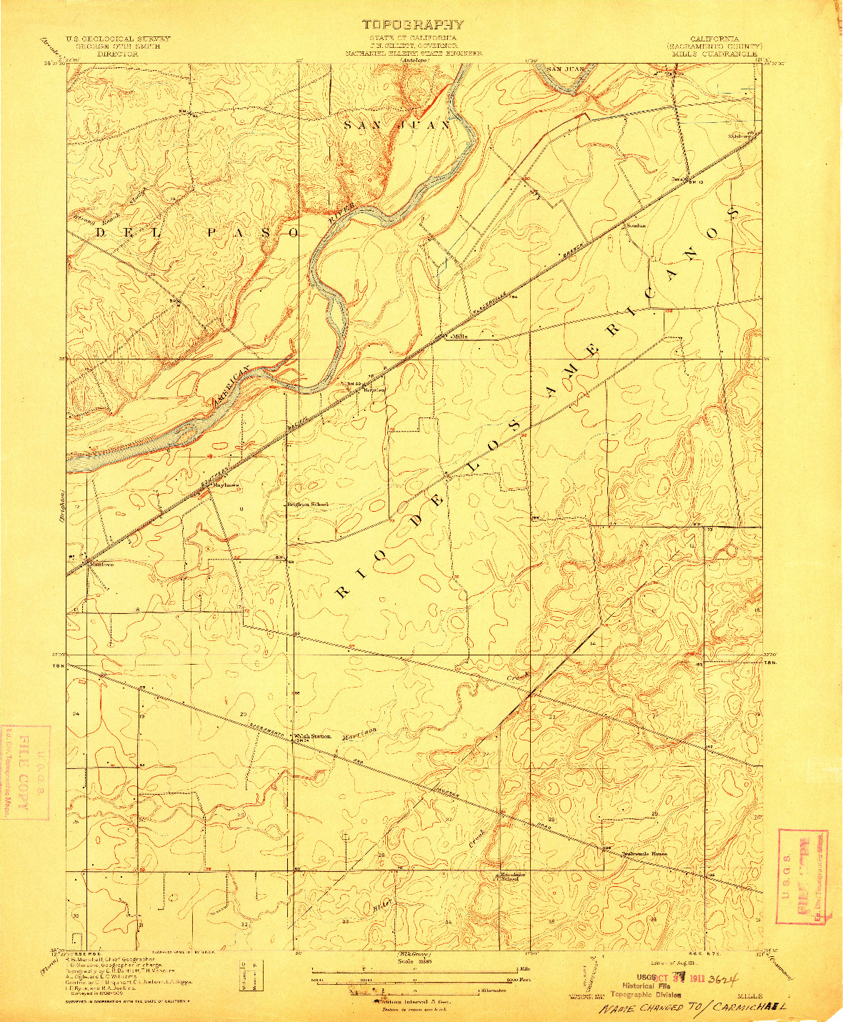 USGS 1:31680-SCALE QUADRANGLE FOR MILLS, CA 1911
